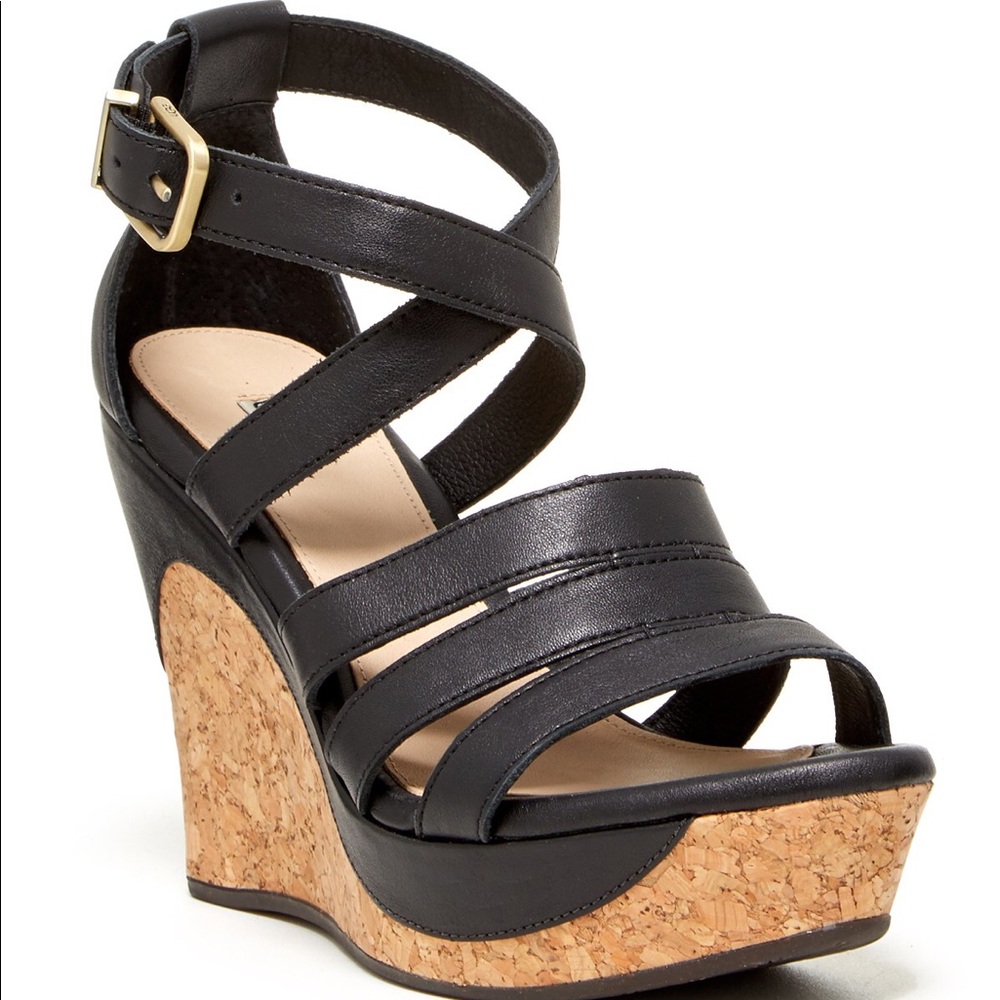 NWOT Ugg Dillon Leather Platform Wedge Sandal